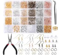 Queta 2490 Pieces Earring Hooks Earring Making Kit with Pliers and Tweezers for Jewellery Making and Repair, 6 Colours