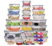 Queta 34Pcs Food Storage Containers Set with Lids Airtight Kitchen Organizer Kitchen Fridge Food Fresh Keeping Sealed Storage Box Plastic Containers for Kitchen,Cupboards,Freezer,Cabinets,Pantry