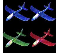 Queta 4 Pack Airplane Toys, Lighted Foam Glider Planes 48cm Tall Manual Throwing Airplane Model Kits for Children Boys Girls Outdoor Play