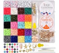 Queta 4900pcs Polymer Clay Beads Set DIY Accessory Flat Bead for Bracelet Educational Games for Jewelry Necklace