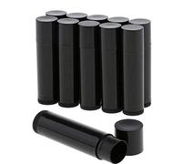 Queta 50pcs DIY Plastic Lips Balm Containers Empty Lip Balm Tubes with Cap Black