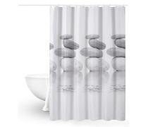 Queta Anti-Mould Shower Curtain 180 x 180 Grey Pebble Waterproof With 8 Hooks