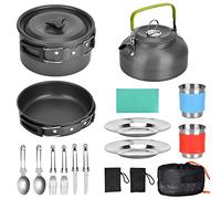 Queta Camping Cooking Set Outdoor Camping Pans Pots and Stove Cooking Gear for Outdoor Hiking BBQ Picnic Campfire Backpacking Travel (Style A)