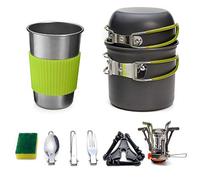 Queta Camping Cookware Set, Camping Pot with Stove Picnic Hiking Utensil Gear Picnic Cookware Cooking Tool Set
