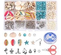 Queta DIY Seashell Conch Starfish Beading Set Handmade Bohemian Style Jewellery-Making Bracelet Earrings Ankle Chain Necklace for Beach (Bohemian Style)