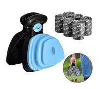 Queta Dog Pooper Scooper with 6 Waste Bags Small Pet Toilet Waste Storage Poop Scoop with Pet Poop Bags Walking Poop Remover Home Yard Outdoor Pickup Tool (Blue)