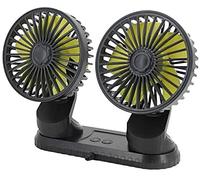 Queta Dual-Head Car Fan 5V Auto Cooling Fan Vehicle Mounted Fan 3 Speed 360 Degree Rotatable Dual Head Air Circulator for Car Dashboard Home Office, Black