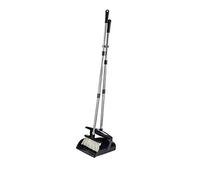 Queta Long Handled Dustpan & Brush Set, Upright-Stand Dustpan with Auto Lid and Soft Broom for Hardwood, Tiles and Hard Floor, Home Clean Tools, Black