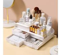 Queta Make-up-Organizer Cosmetic Storage Box Fits Jewelry, Brushes, Lipsticks, Creams, Stationries, with Capacity 9 Grids and 3 Drawers