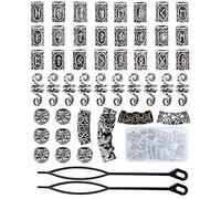 Queta Nordic Viking Rune Beads, Beard Beads, Hair Braiding Beads, Decorative Beads, Hair Headpiece Accessories, Woven Accessories (Silver)