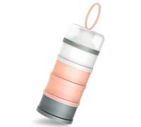 Queta Portable Infant Baby Powder Milk Dispenser, Stackable Boxes, 4 Layers Cereal/Food/Fruit/Snack Container Breastfeeding 480ml (Pink)