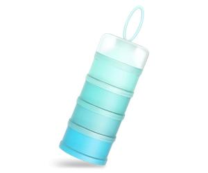 Queta Portable Infant Baby Powder Milk Dispenser, Stackable Boxes, 4 Layers Cereal/Food/Fruit/Snack Container Breastfeeding 480ml (Blue)