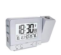 Queta Projection Alarm Clock, Digital Clock with Time, Temperature Projection with Dual Alarm, Humidity, Snooze, Timer, Calendar, USB Port (Silver Colour)