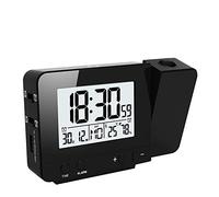 Queta Projection Alarm Clock, Digital Clock with Time, Temperature Projection with Dual Alarm, Humidity, Snooze, Timer, Calendar, USB Port (Black Colour)