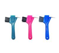 QUETTO 3 Pcs Horse Hoof Picks Striped Handle Groove Cleaner Brushes Portable Sturdy Design for Efficient Hoof Cleaning Essential Grooming Tools for Horses Random Color