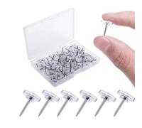 QUETTO 50pcs Clear Flat Head Push Pins Transparent Plastic Thumb Tacks with Storage Box for Wall Hangings Cork Boards Maps Posters and Photos