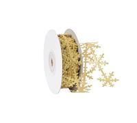 QUETTO Golden Christmas Snowflake Garland Twist Garland with Glitter Ribbon for Christmas Trees DIY Weddings and Birthday Parties
