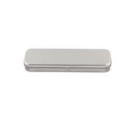 QUETTO Silver Mini Portable Metal Pen Holder & Makeup Brush Organiser-Slim Rectangular Hinged Case for School Travel and Home