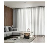 quetwef Home Room Blackout Curtains 2 Pieces Of Curtains Merci Solid Color Tulle Curtain For Bedroom Soft White Voile Sheer(Gray,W250xH250cm)