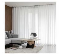 quetwef Home Room Blackout Curtains 2 Pieces Of Curtains Merci Solid Color Tulle Curtain For Bedroom Soft White Voile Sheer(White,W150xH250cm)