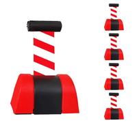 Queue Barrier Belt - Red | 5 Meter Rope Barrier with Plastic Wall Mount | Security Belt Barrier with Retractable Nylon Belt | Easy Crowd Control Barrier Tape for Door Entrances, Events (5)