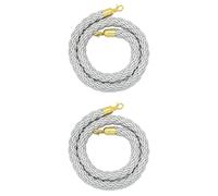 Queue Barrier Hemp Rope, 2 Pack 3.3ft/100cm & 9ft/274cm Hanging Post Rope with Ch Cap Hook, Indoor/Outdoor Crowd Control Divider, Red & Green Color Options