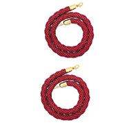 Queue Barrier Hemp Rope Set, 2-Pack 3.3ft/100cm & 9ft/274cm Hanging Post Ropes for Indoor/Outdoor Crowd Control, Red & Green Queue Line Dividers