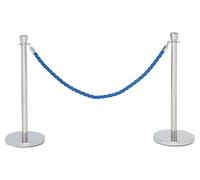 Queue Barrier Posts - VIP Rope and Crown - 2 Stainless Steel Post Barrier Kit (Blue) - The Workplace Depot