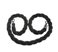 Queue Barrier Rope, 1/1.5/2/2.5/3.0M Stanchion Rope,Barrier Rope Twisted Post Ropes with Silver Snap Hooks for Posts Stands Queue Divider Crowd Control of Hotel/Black/2M