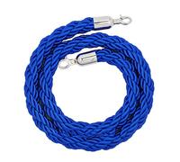 Queue Barrier Rope, 1/1.5/2/2.5/3M Stanchion Rope, Barrier Rope With Silver Hooks, Queue Divider, Crowd Control Rope For Hotel(Blue,1M)