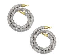 Queue Barrier Rope, 2 Pcsden Stanchion Rope Queue Barrier Ropes,Rope/Braided Hemp Rope,Hanging Rope for Movie Theaters,Grand Openings, Weddings,Crowd Control Stanchion Ropes/Grey/1M