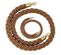 Queue Barrier Rope, Crowd Control,1/1.5/2/2.5/3M External Internal Stanchion Ropes Flexible Post Hemp Twisted Cords, Line Divider Fence For Carpet Party(Brown,2M)