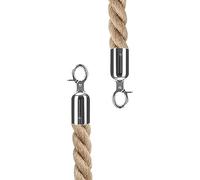 Queue Barrier Rope,Stanchion Rope, 2 Pack Heavy Duty Hanging Curtain Rope with Snap Hook, Braided Hemp for Queue Divider, Thick 32mm/ 1.25 Inch(Silver Hooks,300cm/9.8ft)