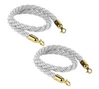 Queue Barrier Rope, Stanchion Rope Queue Barrier Ropes 1M/1.5M/2M,Crowd Control Rope,Braided Hemp Rope for Queue Divider, Rope Safety Barrier, Twisted Hemp Rope Queue Line Barrier/Slivery/1.5M