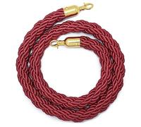 Queue Barrier Rope with Metal Hooks Braided Crowd Control Rope for Stanchions 1-4M Twisted Safety Rope (Wine Red 3M/9.8FT) for Event Line Management