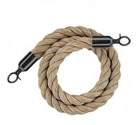 Queue Barrier Rope with Metal Hooks, Braided Hemp Rope Barrier for Queue Divider, Rope Safety Barrier1/2/4M Crowd Control Stanchion Rope 2-12Ft, Twisted Hemp Ropes Queue Line Barrier(Black,4.9ft/150cm