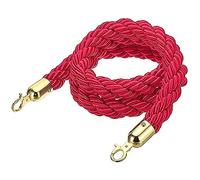 Queue Barrier Rope with Silver/Gold Hooks 12ft Braided Hemp Safety Rope Sturdy Red Queue Line for Events Crowd Control 3/4/5/8/12Ft Options Available