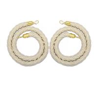 Queue Barrier Ropes,Cream Light Color Stanchion Hemp Rope, 2 Pack Braided Barrier Rope for Party/Church/Hospital/Carpet Entrance, Crowd Control Twisted Rope 4 Colors(Cream,1.2m/4ft/47in)