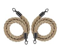 Queue Barrier Ropes for Crowd Control 2 Pack Stanchion Hemp Rope Barriers Line for Posts Pole, with Polished Sn(Black,3.4m/11ft)