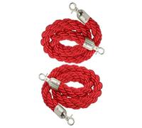 Queue Barrier Ropes with Silver Hooks - 2 Pack 2-13 Ft Braided Hemp Queue Divider Rope for Crowd Control 1.3" Diameter Red & Silver Ideal for Events & Lines