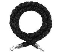 Queue Barrier Twisted Rope, 1.6m Black Hemp Stanchion Rope with Silver Hook for Crowd Control, Elegant Entrance Divider for Movie Theaters & Grand Openings