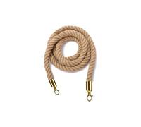 Queue Line Barrier with Hook, Braided/Twisted Hemp Barrier Rope(Gold Hooks,4.9ft/150cm)