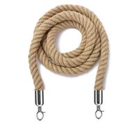 Queue Line Barrier with Hook, Braided/Twisted Hemp Barrier Rope(Silver Hooks,4.9ft/150cm)