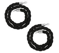 Queue Management Rope 1m Black Braided Hemp Barrier Rope with Silver Hook Crowd Control Stanchion Rope for Visitor Guidance Available in 1/1.5/2/2.5/3m Sizes
