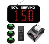 Queue Management System: 3-Digit Number Display, Queue Ticket Printer, Call Buttons & Remote Control | Waiting Areas Queue Calling | For Takeaway, Bakery, Fast Food Shop & GP Surgery