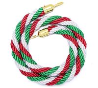 Queue Rope Barrier with Metal Hooks, Braided Barrier Rope for Queue Divider, Rope Safety Barrier 1/2/4M Crowd Control Stanchion Rope 2-13Ft, Twisted Ropes(Red/green,1m/3.3ft)