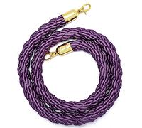 Queue Rope Barrier with Metal Hooks, Braided Barrier Rope for Queue Divider, Rope Safety Barrier 1/2/4M Crowd Control Stanchion Rope 2-13Ft, Twisted Ropes(Purple,2.5m/8.2ft)