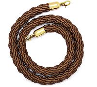 Queue Rope Barrier with Metal Hooks, Braided Barrier Rope for Queue Divider, Rope Safety Barrier 1/2/4M Crowd Control Stanchion Rope 2-13Ft, Twisted Ropes(Coffee,4m/13ft)