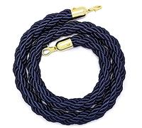 Queue Rope Barrier with Metal Hooks, Braided Barrier Rope for Queue Divider, Rope Safety Barrier 1/2/4M Crowd Control Stanchion Rope 2-13Ft, Twisted Ropes(Deep Blue,2.5m/8.2ft)