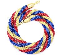Queue Rope Barrier with Metal Hooks, Braided Barrier Rope for Queue Divider, Rope Safety Barrier 1/2/4M Crowd Control Stanchion Rope 2-13Ft, Twisted Ropes(Yellow/blue,3m/9.8ft)